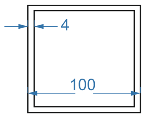 Алюминиевая труба квадратная 100x100x4 мм, АД31, без покрытия