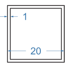 Алюминиевая труба квадратная 20x20x1 мм, АД31