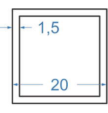 Алюминиевая труба квадратная 20x20x1,5 мм, АД31