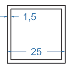 Алюминиевая труба квадратная 25x25x1,5 мм, АД31
