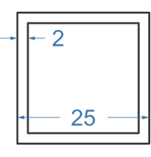 Алюминиевая труба квадратная 25x25x2 мм, АД31