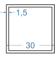 Алюминиевая труба квадратная 30x30x1,5 мм, АД31