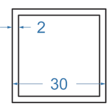 Алюминиевая труба квадратная 30x30x2 мм, АД31
