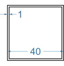 Алюминиевая труба квадратная 40x40x1 мм, АД31