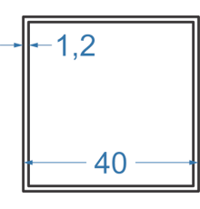 Алюминиевая труба квадратная 40x40x1,2 мм, АД31