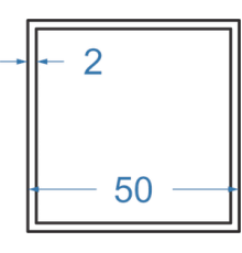 Алюминиевая труба квадратная 50x50x2 мм, АД31