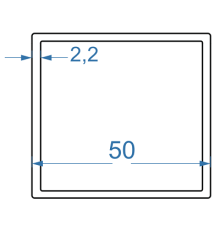 Алюминиевая труба квадратная 50x50x2,2 мм, АД35 (6082)