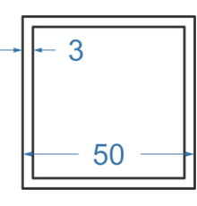 Алюминиевая труба квадратная 50x50x3 мм, АД31