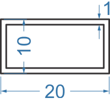 Алюмінієва труба прямокутна 20x10x1 мм, АД31