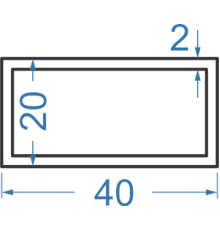 Алюмінієва труба прямокутна 40x20x2 мм, АД31