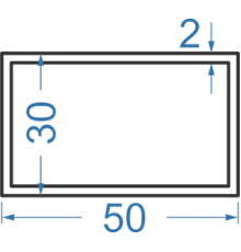 Алюмінієва труба прямокутна 50x30x2 мм, АД31