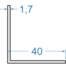 Алюминиевый уголок равносторонний 40x40x1,7 мм, АД31