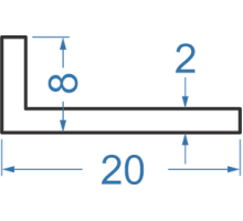 Алюминиевый уголок разносторонний 20x8x2 мм, АД31