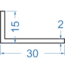 Алюминиевый уголок разносторонний 30x15x2 мм, АД31