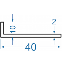 Алюминиевый уголок разносторонний 40x10x2 мм, АД31