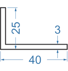 Алюминиевый уголок разносторонний 40x25x3 мм, АД31