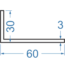 Алюминиевый уголок разносторонний 60x30x3 мм, АД31