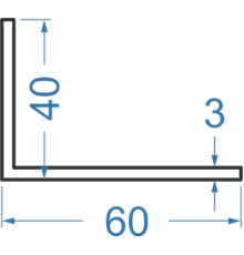Алюминиевый уголок разносторонний 60x40x3 мм, АД31